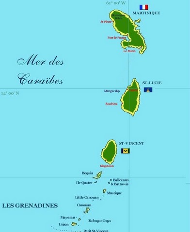 Carte croisière aux Grenadines